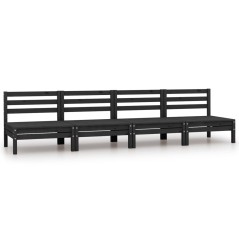 Sofás de centro para jardim 4 pcs madeira de pinho maciça preto