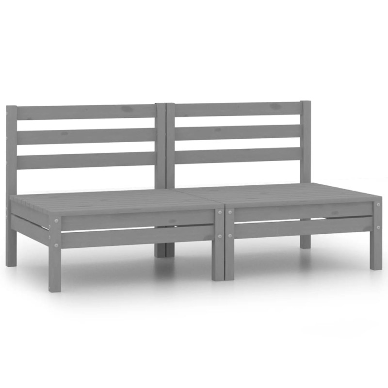 Sofás de centro para jardim 2 pcs madeira pinho maciça cinzento-Conjuntos de jardim-Home Retail