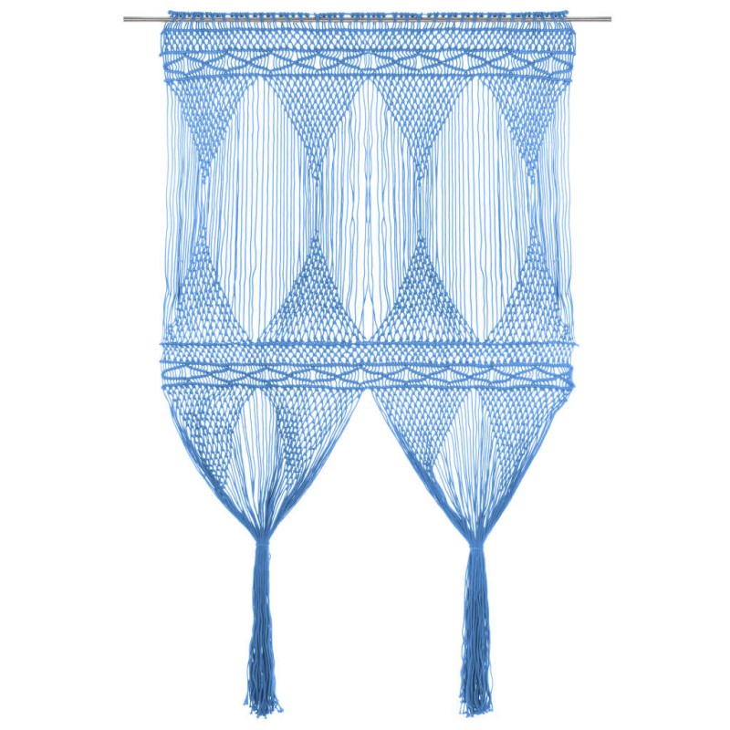 Cortina em macramé 140x240 cm algodão azul-Persianas e cortinas-Home Retail