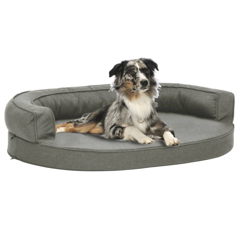 Cama para cães ergonómica 75x53 cm aspeto linho cinzento-Ninhos para cães-Home Retail