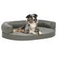 Cama para cães ergonómica 75x53 cm aspeto linho cinzento