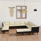 12 pcs conjunto lounge de jardim c/ almofadões vime PE preto