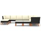 12 pcs conjunto lounge de jardim c/ almofadões vime PE preto