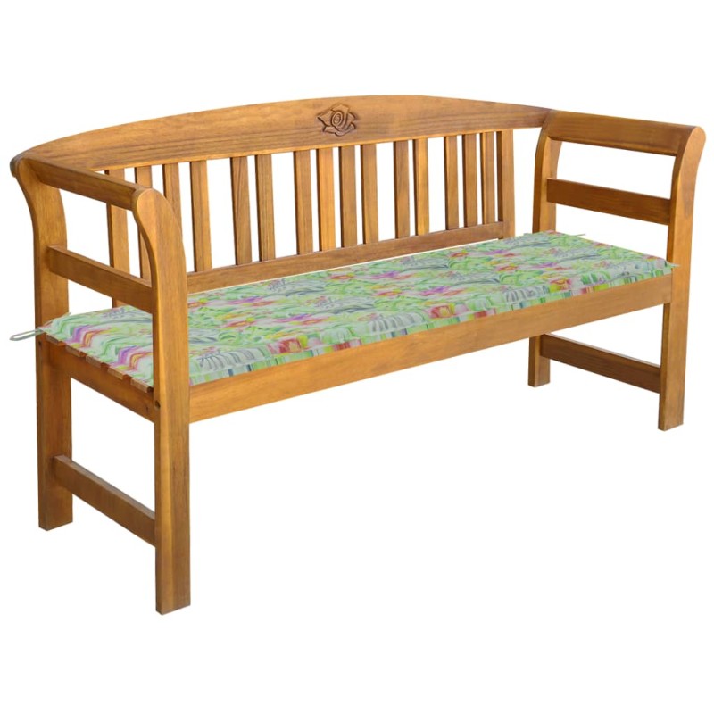 Banco de jardim com almofadão 157 cm madeira de acácia maciça-Bancos de jardim-Home Retail