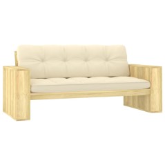 Banco de jardim c/ almofadões cor creme 179 cm pinho impregnado