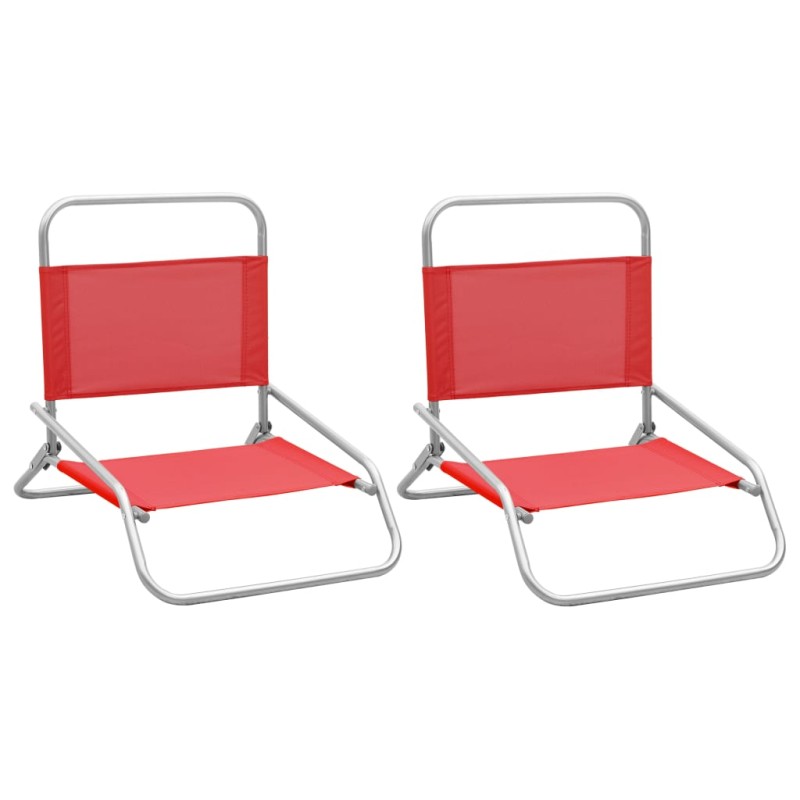 Cadeiras de praia dobráveis 2 pcs tecido vermelho-Cadeiras de jardim-Home Retail