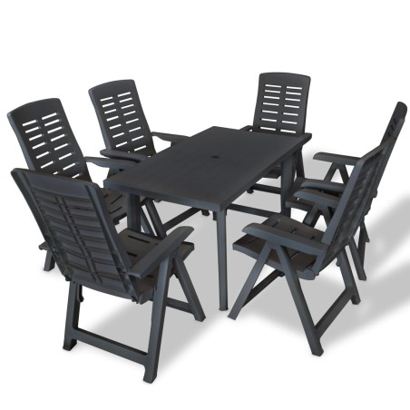 Conjunto de jantar de exterior 7 pcs plástico antracite