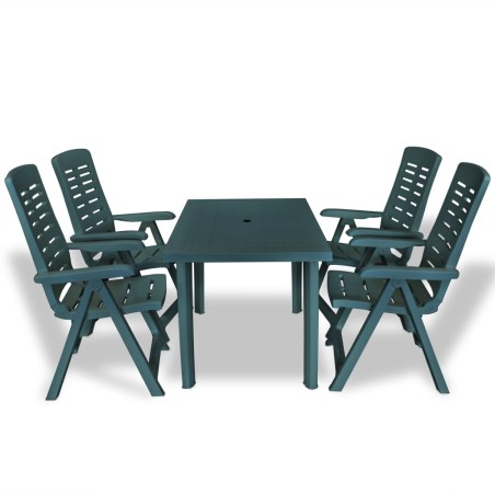 Conjunto de jantar de exterior 5 pcs plástico verde