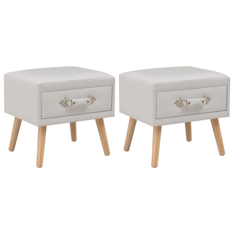 Mesas-de-cabeceira 2 pcs 40x35x40 cm couro artificial branco-Mesas-de-cabeceira-Home Retail