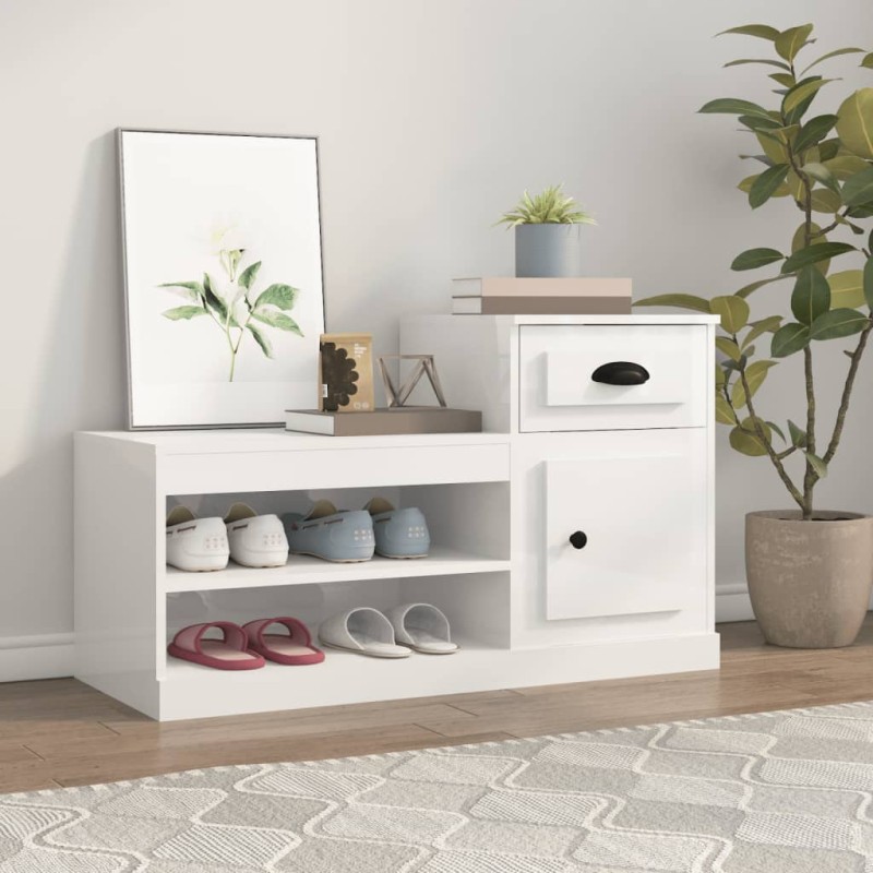 Sapateira 100x42x60 cm derivados de madeira branco brilhante-Sapateiras e organizadores-Home Retail