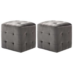 Pufe 2 pcs 30x30x30 cm veludo cinzento