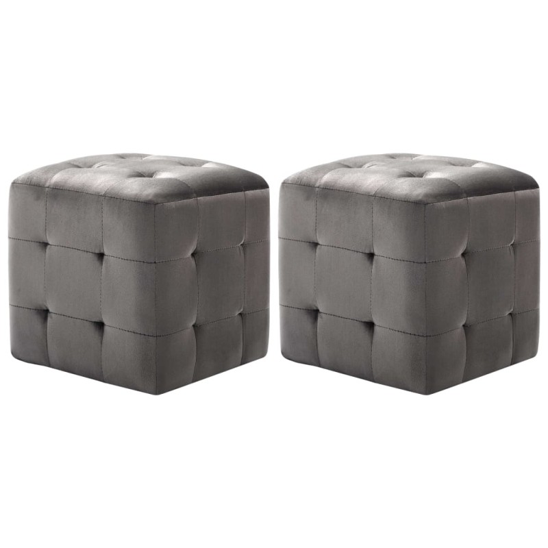 Pufe 2 pcs 30x30x30 cm veludo cinzento-Pufes-Home Retail