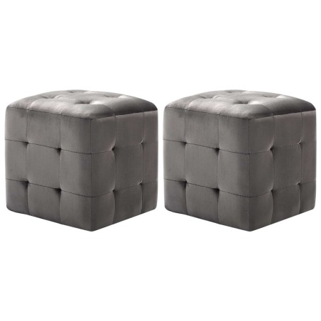 Pufe 2 pcs 30x30x30 cm veludo cinzento