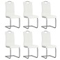 Cadeiras de jantar cantilever 6 pcs couro artificial branco