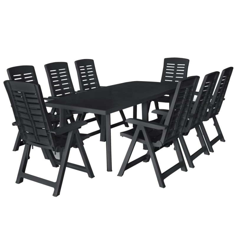 9 pcs conjunto de jantar para exterior plástico antracite-Conjuntos de jardim-Home Retail