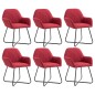 Cadeiras de jantar 6 pcs tecido vermelho-tinto