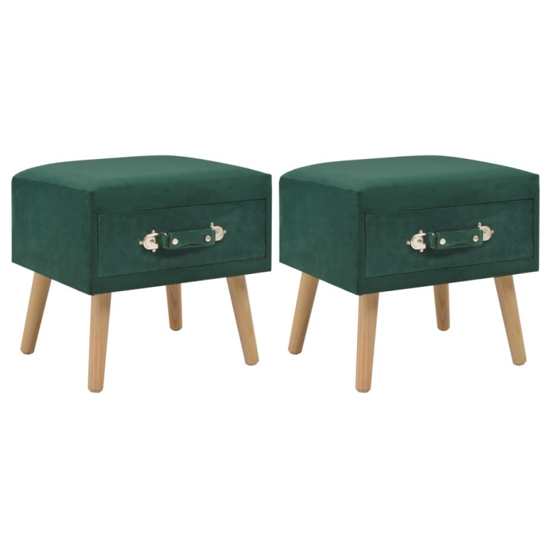 Mesas-de-cabeceira 2 pcs 40x35x40 cm veludo verde-Mesas-de-cabeceira-Home Retail