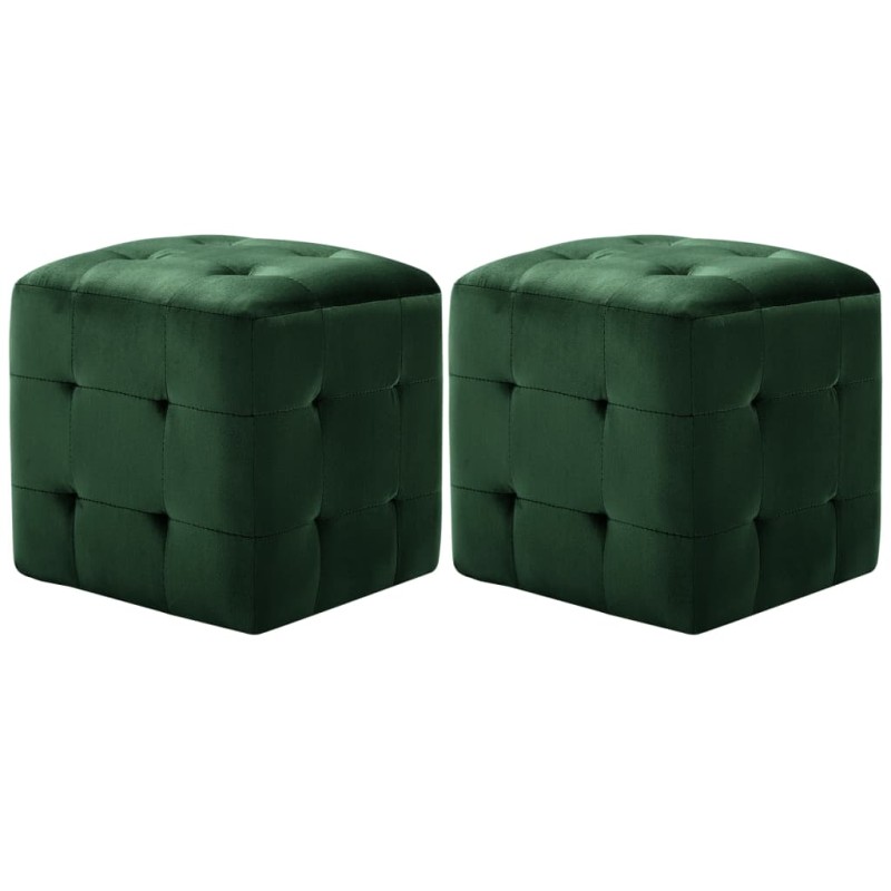 Pufe 2 pcs 30x30x30 cm veludo verde-Pufes-Home Retail