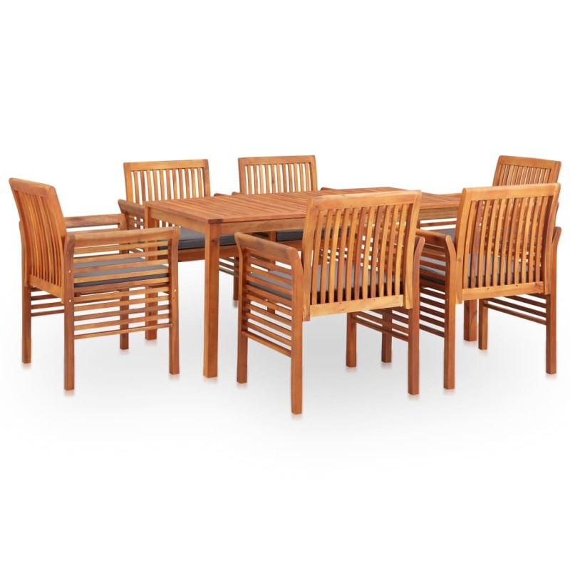 7 pcs conjunto de jantar exterior c/ almofadões acácia maciça-Conjuntos de jardim-Home Retail