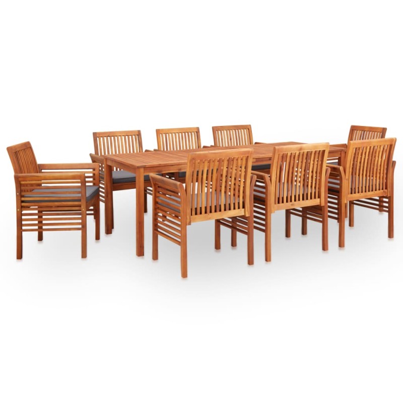 9 pcs conjunto de jantar exterior c/ almofadões acácia maciça-Conjuntos de jardim-Home Retail