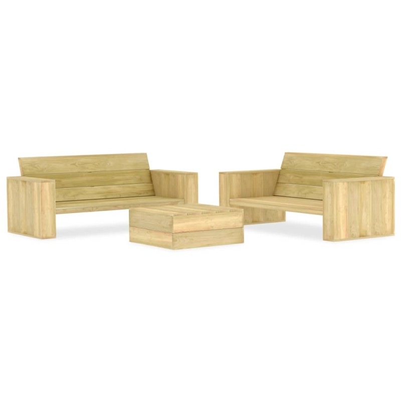 3 pcs conjunto móveis jardim madeira de pinho impregnada-Conjuntos de jardim-Home Retail