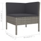 6 pcs conjunto lounge de jardim c/ almofadões vime PE cinzento