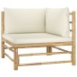 8 pcs conj. lounge p/ jardim em bambu c/ almofadões branco nata