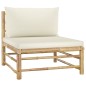 8 pcs conj. lounge p/ jardim em bambu c/ almofadões branco nata