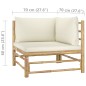 8 pcs conj. lounge p/ jardim em bambu c/ almofadões branco nata