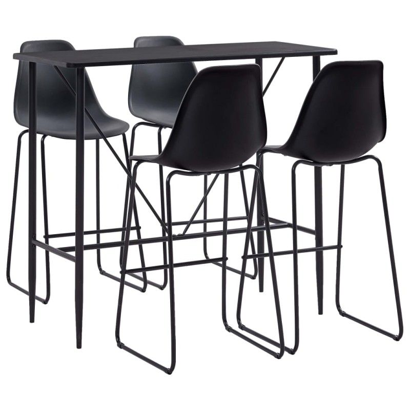 5 pcs conjunto de bar plástico preto-Conjuntos de móveis para cozinha e sala de jantar-Home Retail