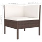 3 pcs conjunto lounge jardim c/ almofadões vime PE castanho