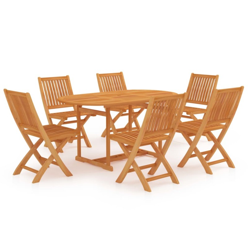 7 pcs conjunto de jantar para jardim madeira de teca maciça-Conjuntos de jardim-Home Retail