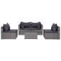 9 pcs conjunto lounge de jardim c/ almofadões vime PE cinzento