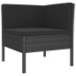 3 pcs conjunto lounge para jardim c/ almofadões vime PE preto