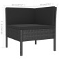 3 pcs conjunto lounge para jardim c/ almofadões vime PE preto