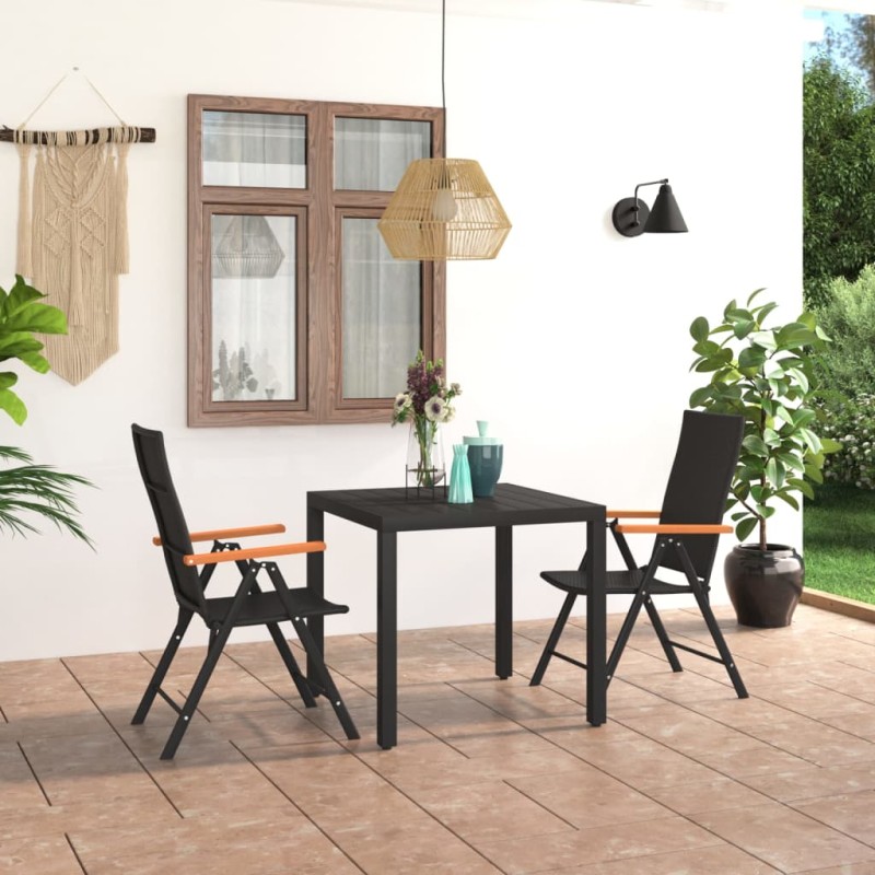 3 pcs conjunto de jantar para jardim preto e castanho-Conjuntos de jardim-Home Retail