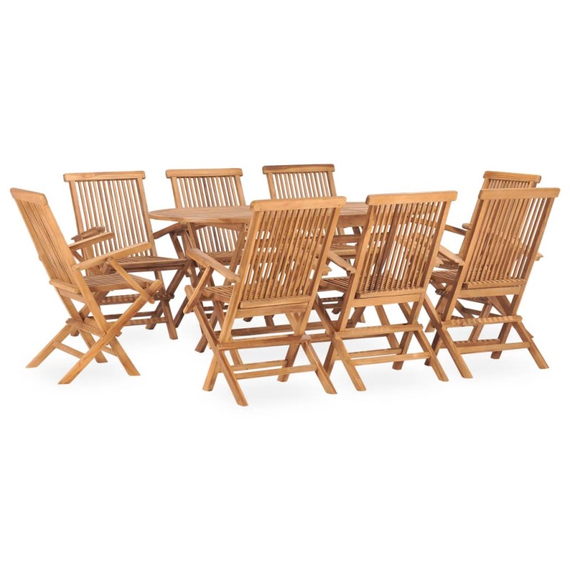 9 pcs conjunto jantar dobrável p/ exterior madeira teca maciça-Conjuntos de jardim-Home Retail