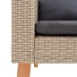 3 pcs conjunto lounge de jardim c/ almofadões vime PE bege