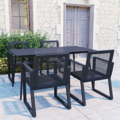 5 pcs conjunto de jantar para jardim vime de PVC preto