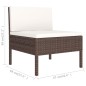 3 pcs conjunto lounge jardim c/ almofadões vime PE castanho