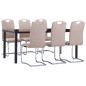 7 pcs conjunto de jantar couro artificial cappuccino