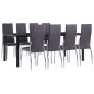 9 pcs conjunto de jantar couro artificial cinzento