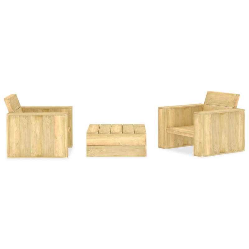 3 pcs conjunto móveis jardim madeira de pinho impregnada-Conjuntos de jardim-Home Retail