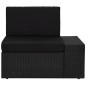 4 pcs conjunto lounge para jardim vime PE preto