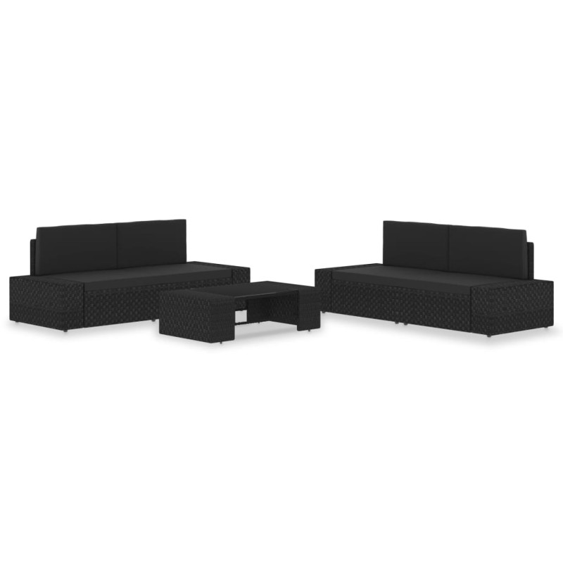 5 pcs conjunto lounge para jardim vime PE preto-Conjuntos de jardim-Home Retail