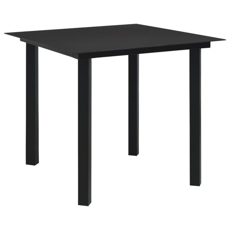 Mesa de jantar para jardim 80x80x74 cm aço e vidro preto-Mesas de jardim-Home Retail