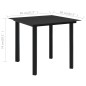 Mesa de jantar para jardim 80x80x74 cm aço e vidro preto