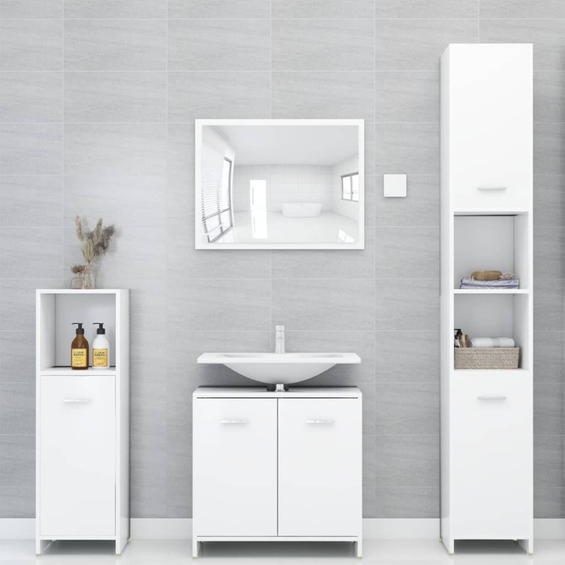 4 pcs conjunto de móveis de casa de banho contraplacado branco-Conjuntos de móveis para casa de banho-Home Retail