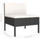 2 pcs conjunto lounge de jardim c/ almofadões vime PE preto