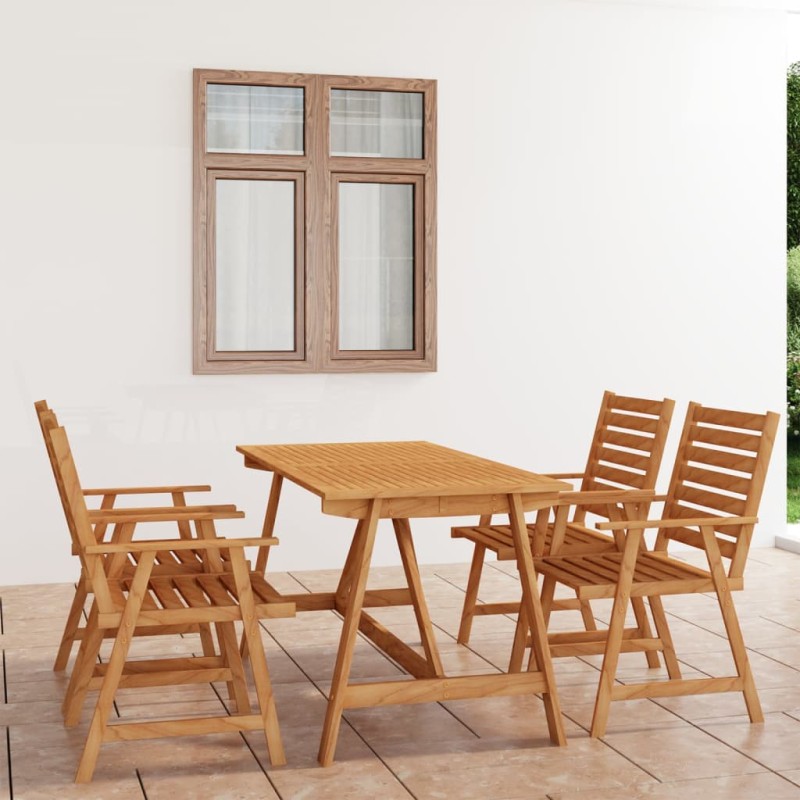 5 pcs conjunto de jantar para jardim madeira de acácia maciça-Conjuntos de jardim-Home Retail